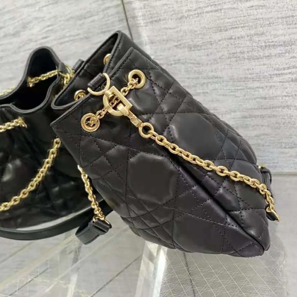 Dior Medium Dior Ammi Bag Black Supple Macrocannage Lambskin for Women