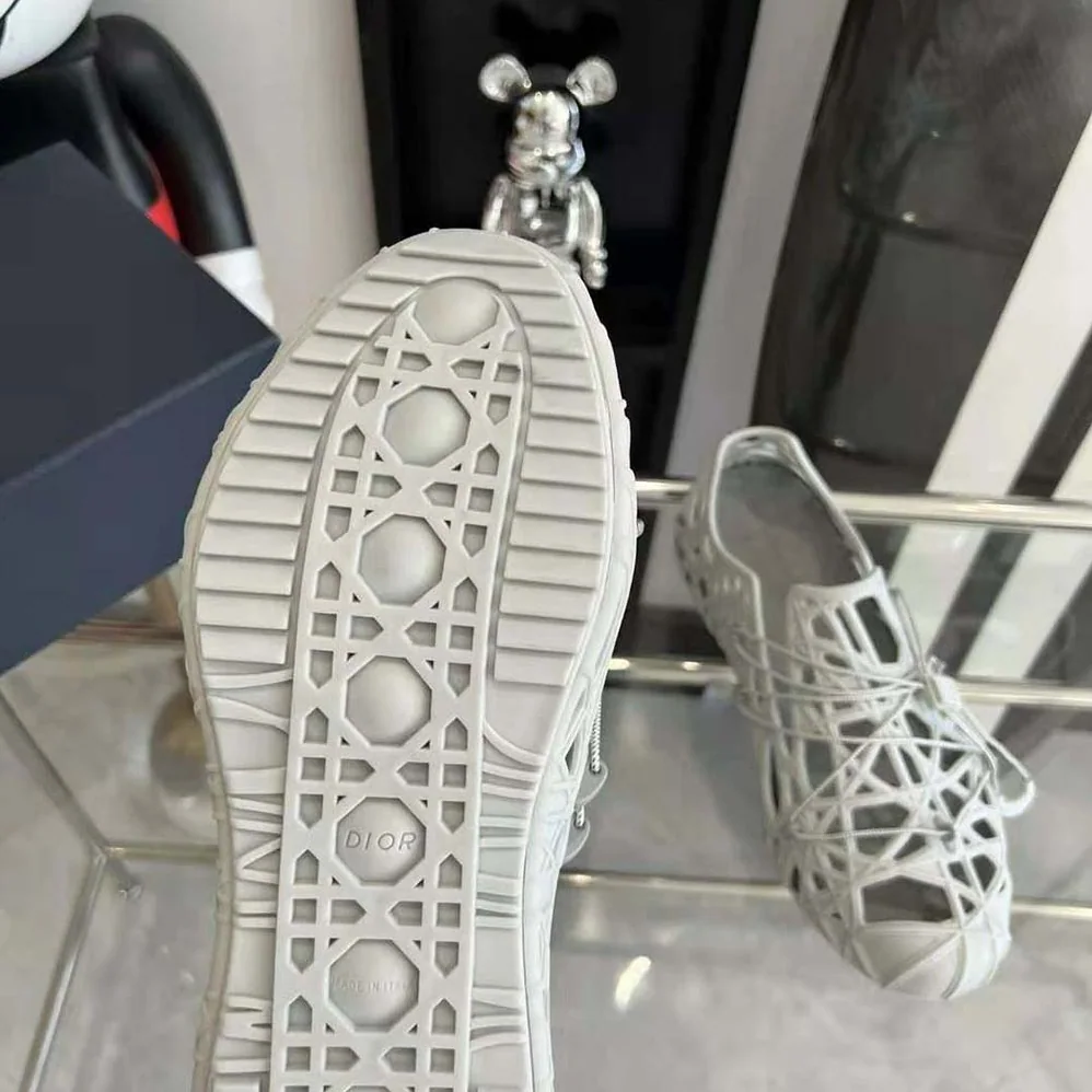 Dior Warp Sandal Anthracite White Cosmo Rubber with Warped Cannage Motif for Men