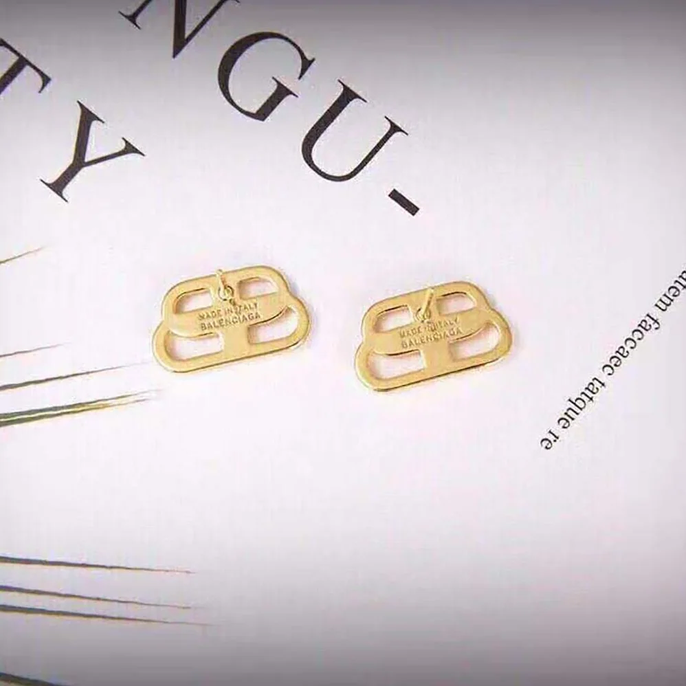 Balenciaga BB S Stud Earrings in Gold Brass for Women Balenciaga BB S Stud Earrings in Gold Brass for Women