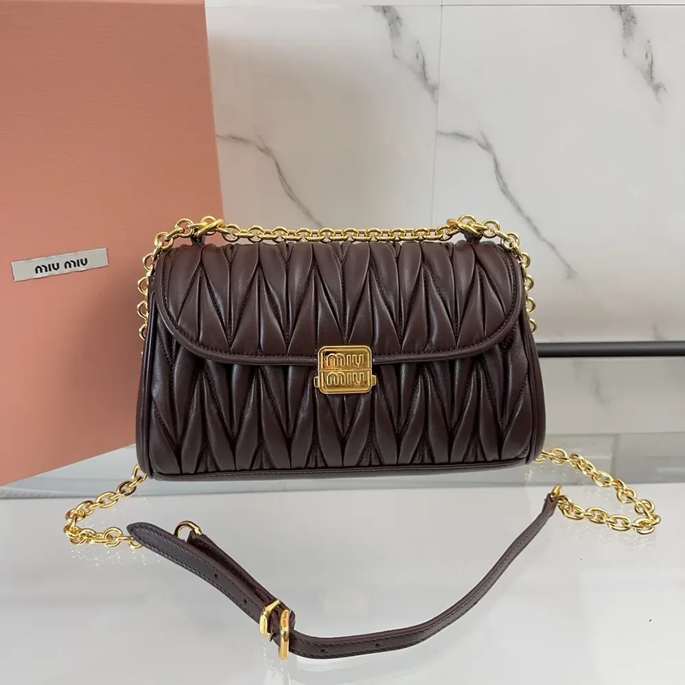Miu Miu Matelassé Nappa Leather Shoulder Bag for Women in Bordeaux