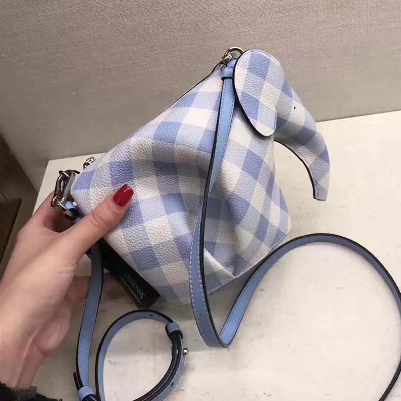 Loewe Elephant Gingham Mini Bag Soft Blue for Women Loewe Elephant Gingham Mini Bag Soft Blue for Women