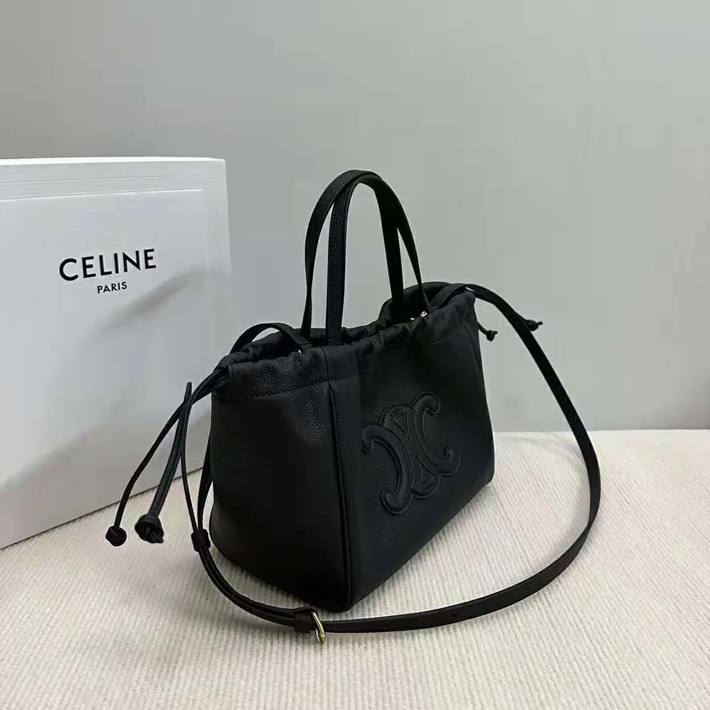 Celine Small Cabas Drawstring Cuir Triomphe in Grained Calfskin for Women Celine Small Cabas Drawstring Cuir Triomphe in Grained Calfskin for Women