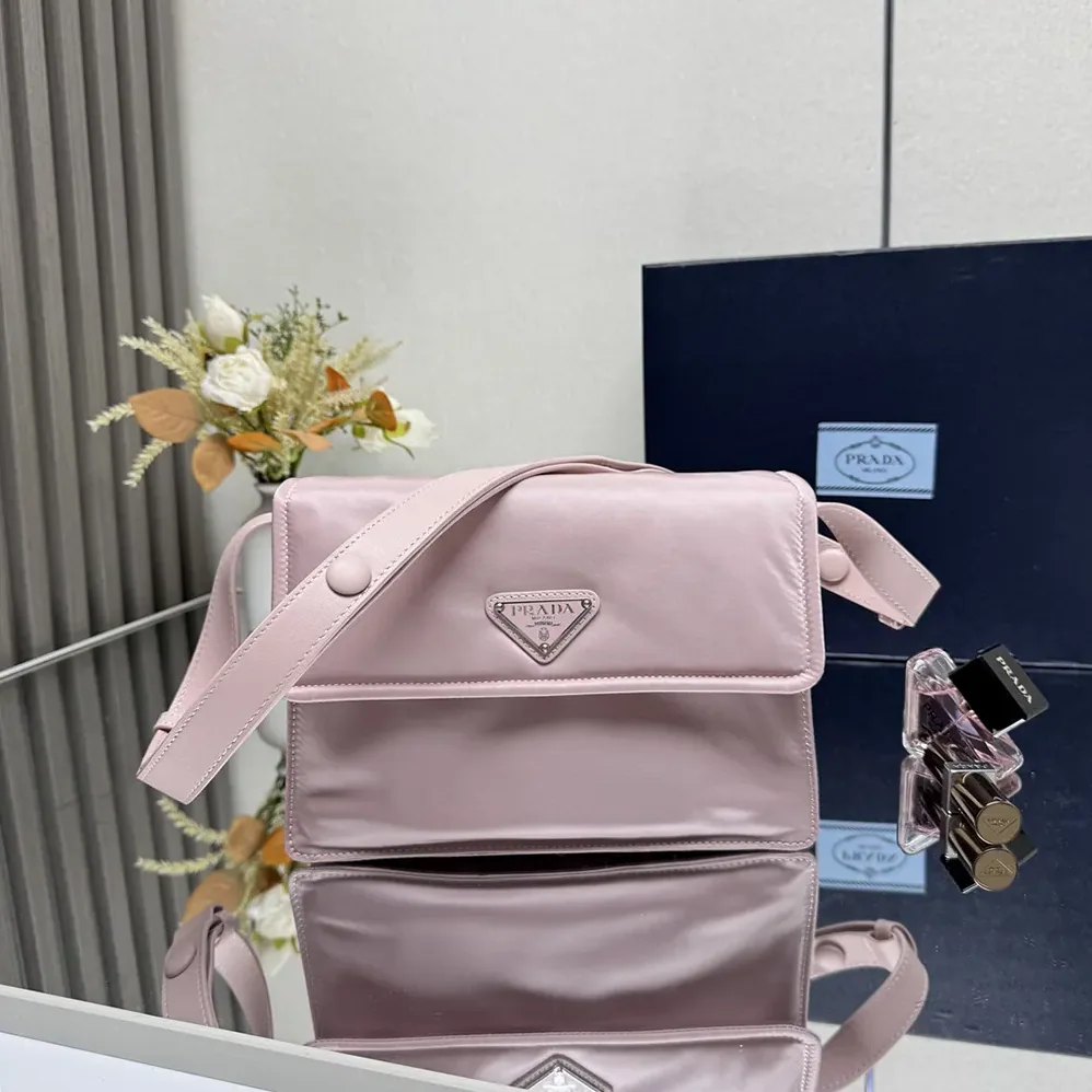Prada Small Padded Re-Nylon Shoulder Bag for Women in Pink