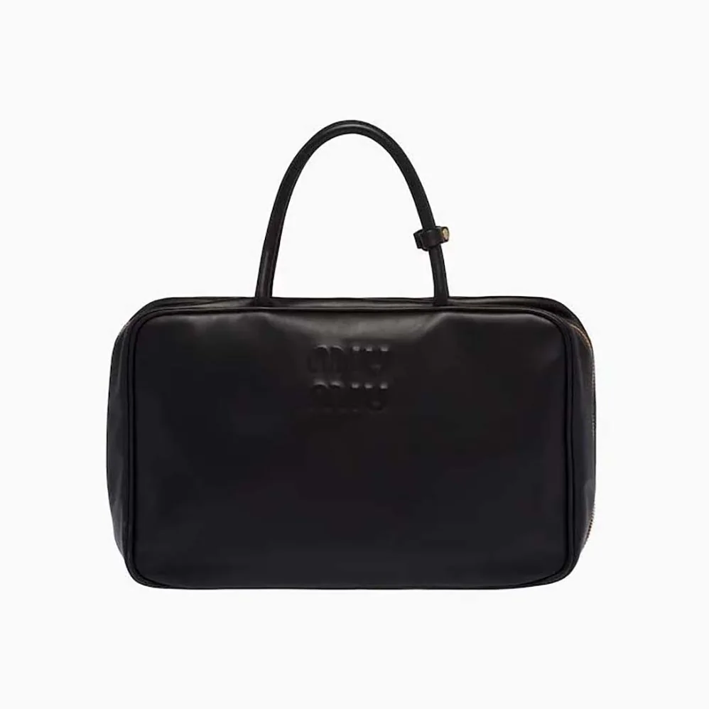 Miu Miu Leather Top-Handle Bag for Women in Black Miu Miu Leather Top-Handle Bag for Women in Black