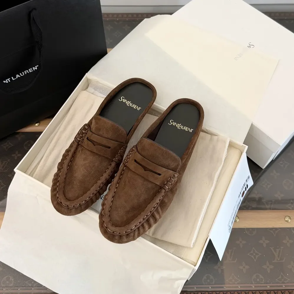Saint Laurent YSL Le Loafer Mules in Suede for Unisex Saint Laurent YSL Le Loafer Mules in Suede for Unisex