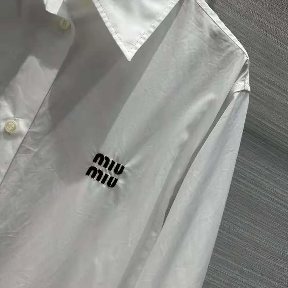 Miu Miu Poplin Mini for Women in Dress with Embroidered Logo Miu Miu Poplin Mini for Women in Dress with Embroidered Logo