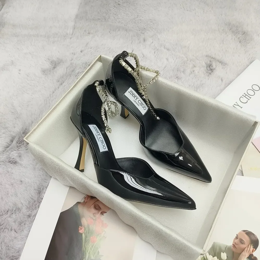 Jimmy Choo Stevie 100 Black Patent Leather Pumps for Women