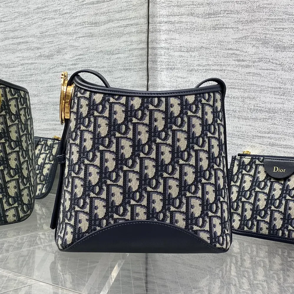 Dior Small Dior Médaillon Bucket Bag Blue Dior Oblique Jacquard for Women