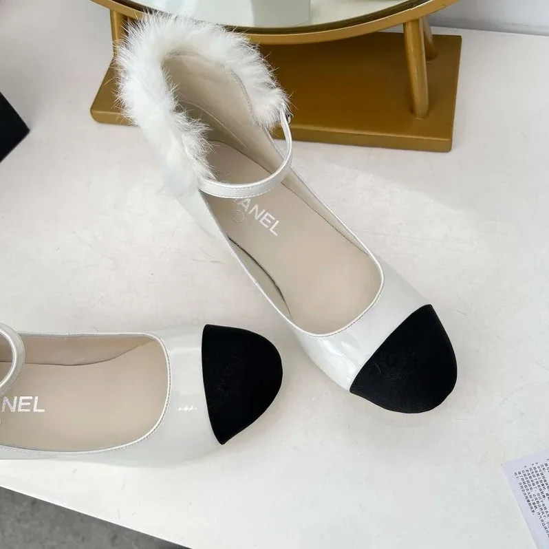 Chanel Milan Rabbit Fur High Heels White
