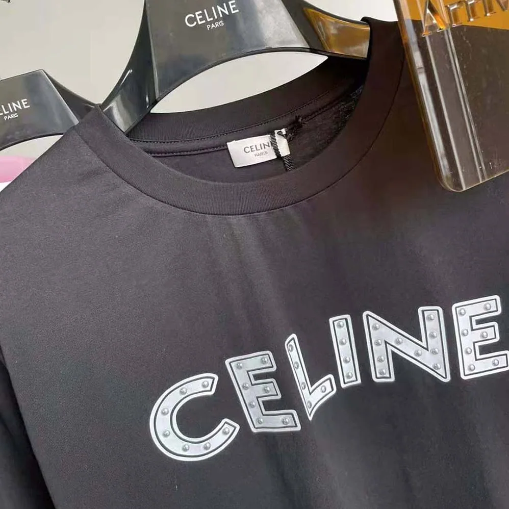 Celine Celine Loose T-shirt in Cotton with Studs for Men in Black Celine Celine Loose T-shirt in Cotton with Studs for Men in Black
