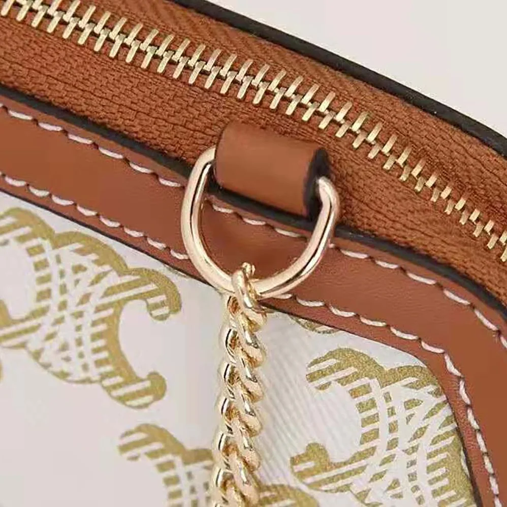 Celine Clutch with Chain in Triomphe Canvas and Lambskin for Women Celine Clutch with Chain in Triomphe Canvas and Lambskin for Women