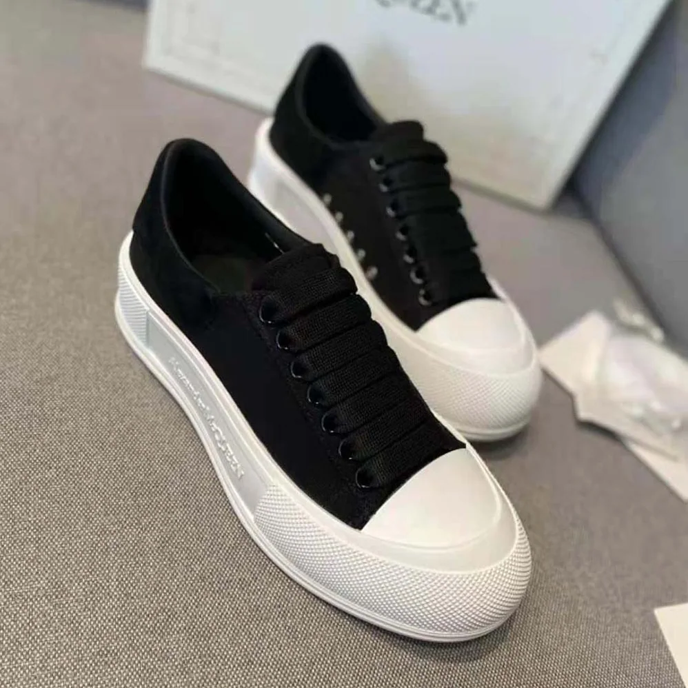 Alexander Mcqueen Deck Lace Up Plimsoll for Women in Black