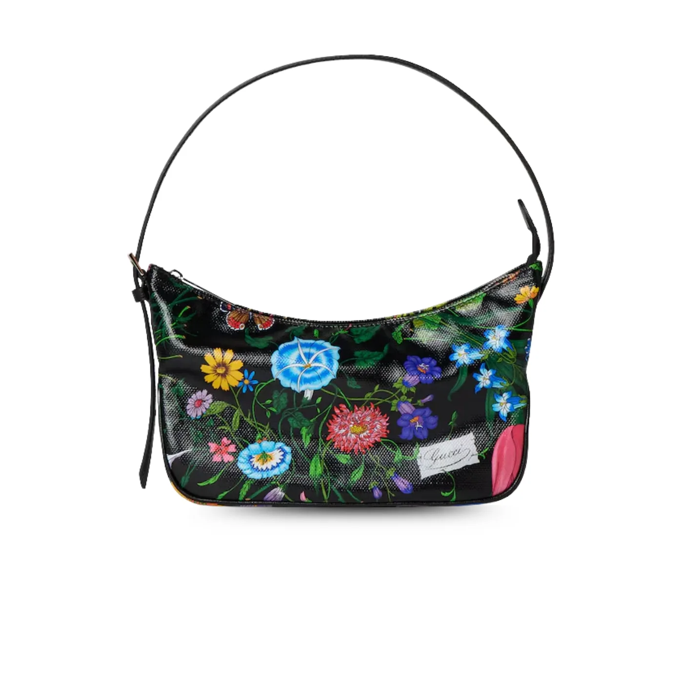 Gucci Lady Lunetta Small Shoulder Bag / Black/ Multicolor Gucci Flora Coated Canvas Palladium Hardware