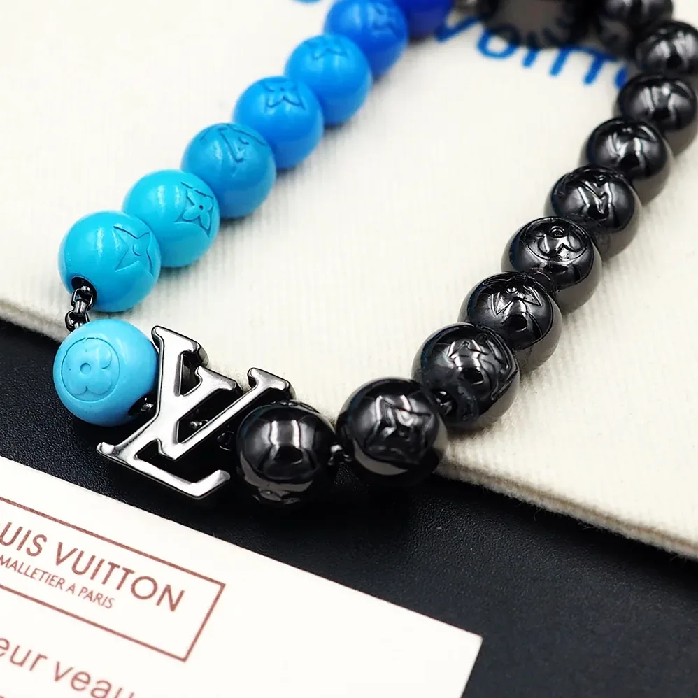 Louis Vuitton Beads Bracelet Blue in Black Louis Vuitton Beads Bracelet Blue in Black
