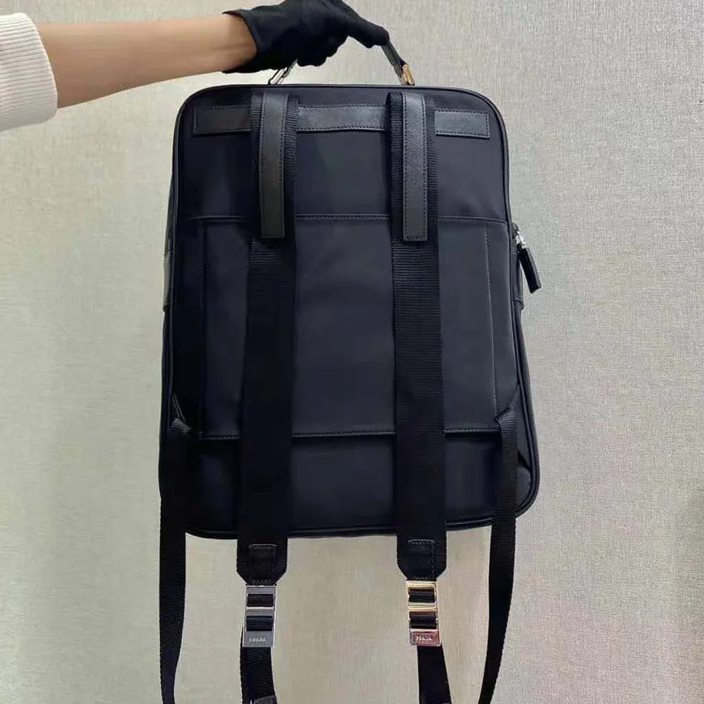 Prada Fabric Backpack Accented with Fine Saffiano Leather Trim for Men Prada Fabric Backpack Accented with Fine Saffiano Leather Trim for Men
