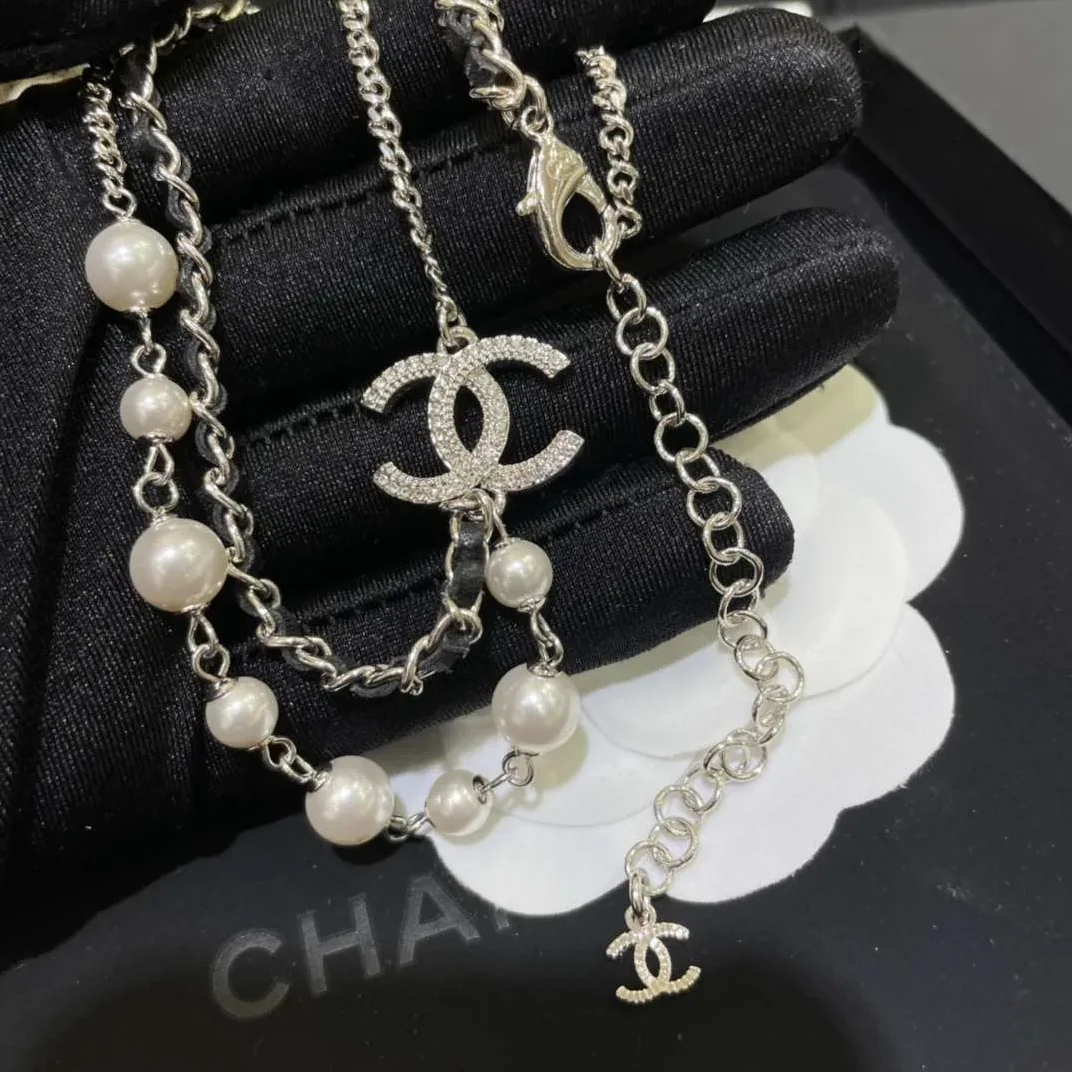Chanel CC Double Layer Necklace White Chanel CC Double Layer Necklace White