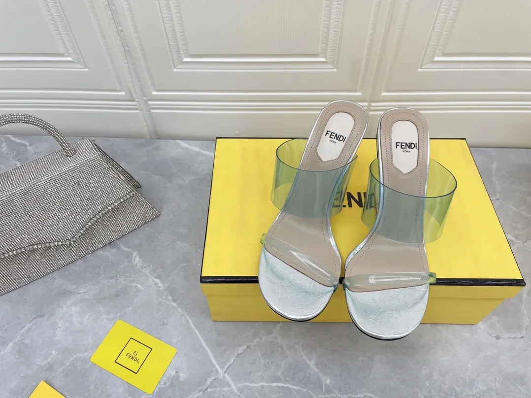 Fendi First Blue Transparent High in Heeled Sandals Fendi First Blue Transparent High in Heeled Sandals