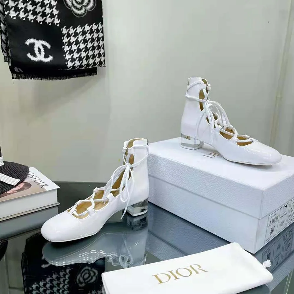 Dior Arty Lace-up Ankle Boot White Patent Calfskin for Women Dior Arty Lace-up Ankle Boot White Patent Calfskin for Women