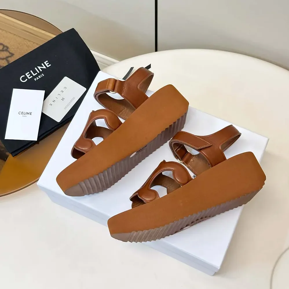 Celine Sunny Sandal in Calfskin – Vegetal Tanning for Women in Tan Celine Sunny Sandal in Calfskin – Vegetal Tanning for Women in Tan