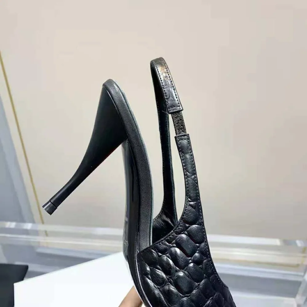 Saint Laurent YSL Viper Slingback Pumps in Shiny Crocodile for Women in Embossed Leather