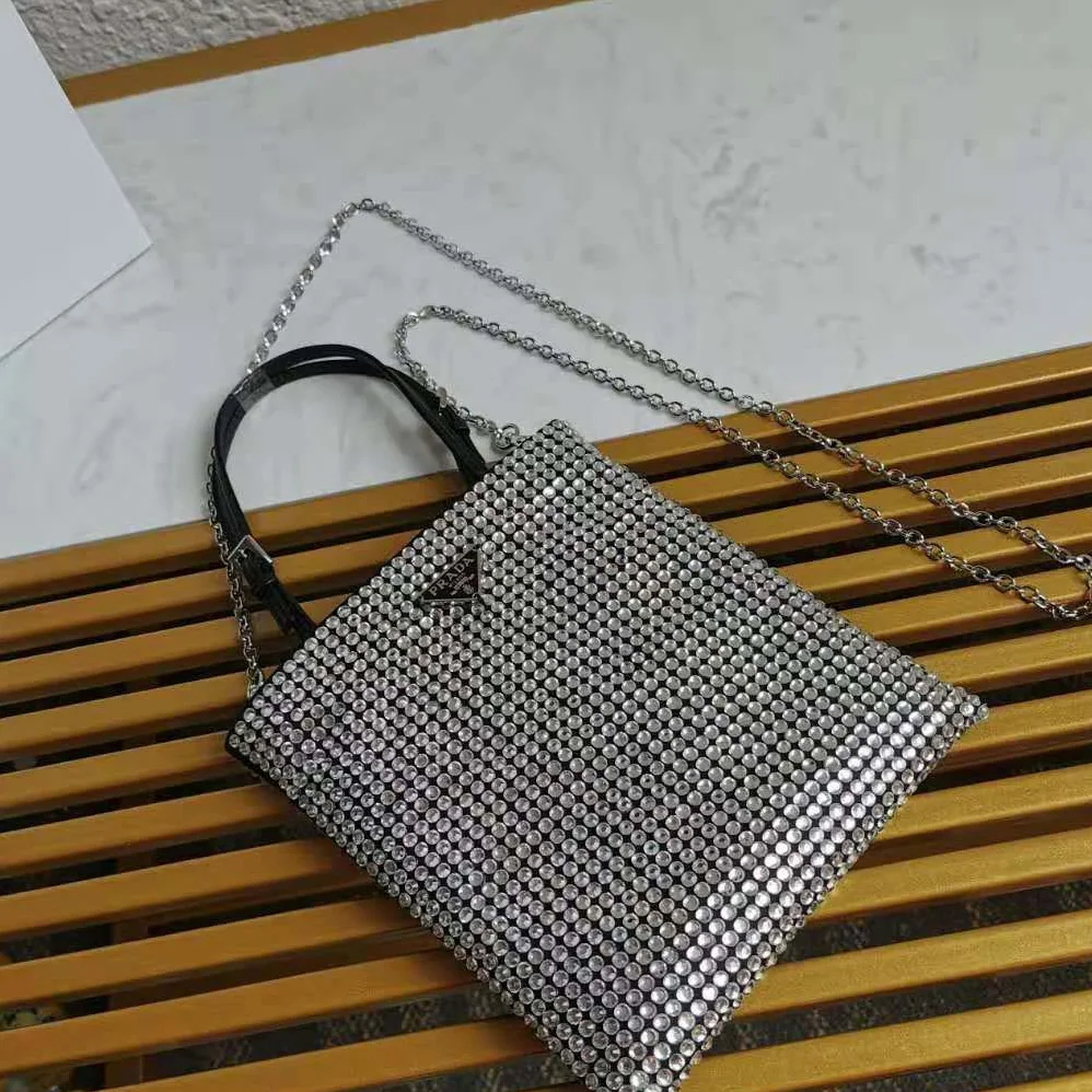 Prada Satin Handbag with Decoration for Women in Silver Prada Satin Handbag with Decoration for Women in Silver