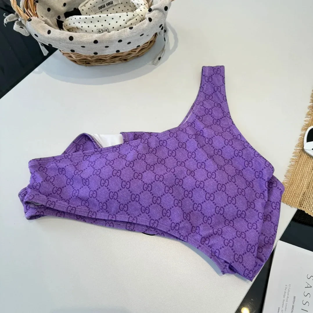 Gucci GG Printed Cutout Swimsuit Purple