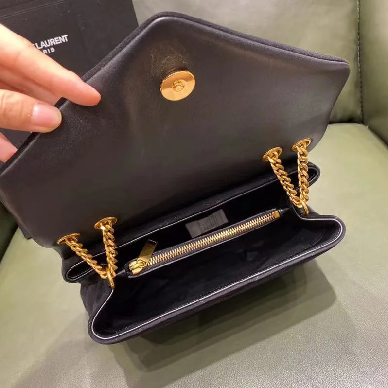 Saint Laurent YSL Loulou Toy Strap Bag Matelassé Y Quilted Suede Smooth Leather Black for Women Saint Laurent YSL Loulou Toy Strap Bag Matelassé Y Quilted Suede Smooth Leather Black for Women