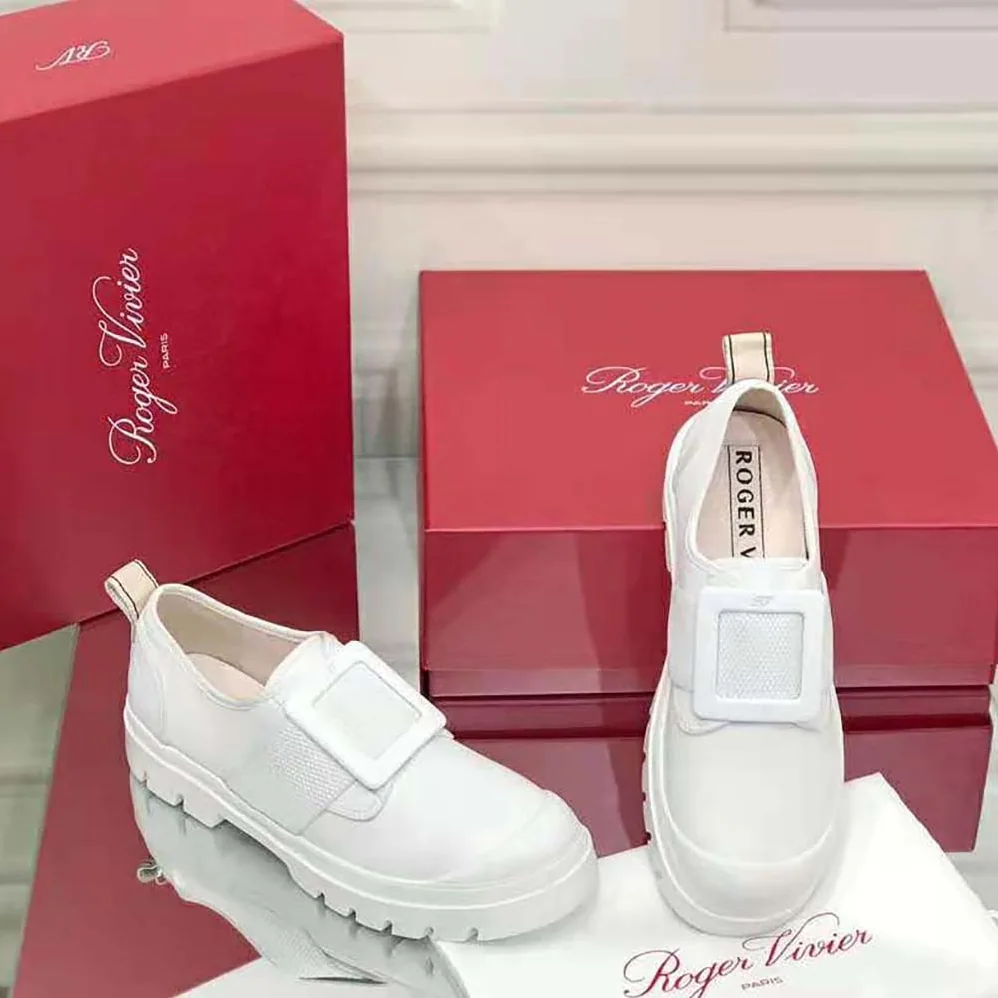 Roger Vivier Walky Viv' Lacquered Buckle Sneakers in Patent Leather for Women in White Roger Vivier Walky Viv' Lacquered Buckle Sneakers in Patent Leather for Women in White