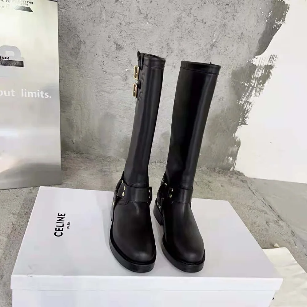 Celine High Boot Celine Biker in Calfskin – Vegetal Tanning for Women in Black Celine High Boot Celine Biker in Calfskin – Vegetal Tanning for Women in Black