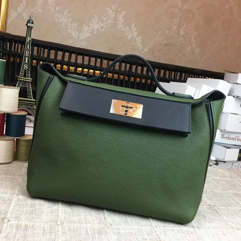 Hermes Clemence Swift Green Silver Hardware Hermes Clemence Swift Green Silver Hardware