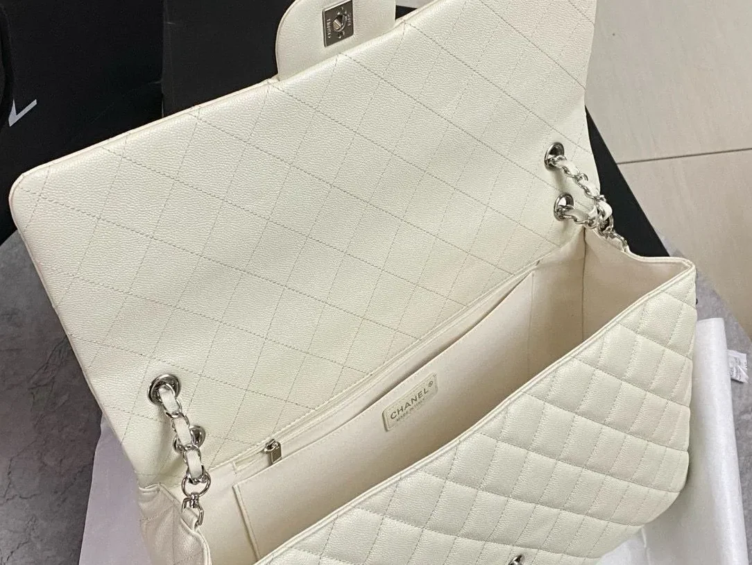 Chanel Airport Bag Silver in White/Black/Grey /