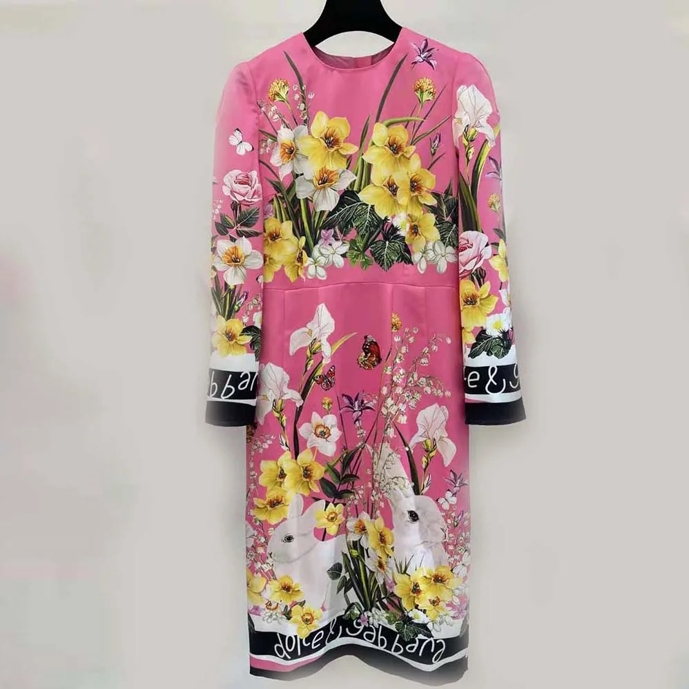 Dolce Gabbana D&G Rabbit for Women in Print Charmeuse Midi Dress Dolce Gabbana D&G Rabbit for Women in Print Charmeuse Midi Dress