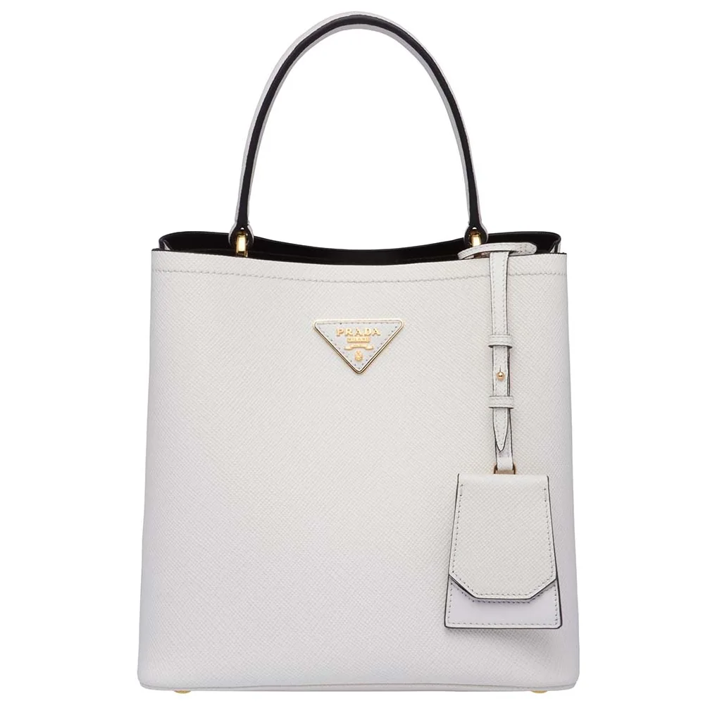 Prada Panier Medium Bag in Saffiano Leather for Women in White