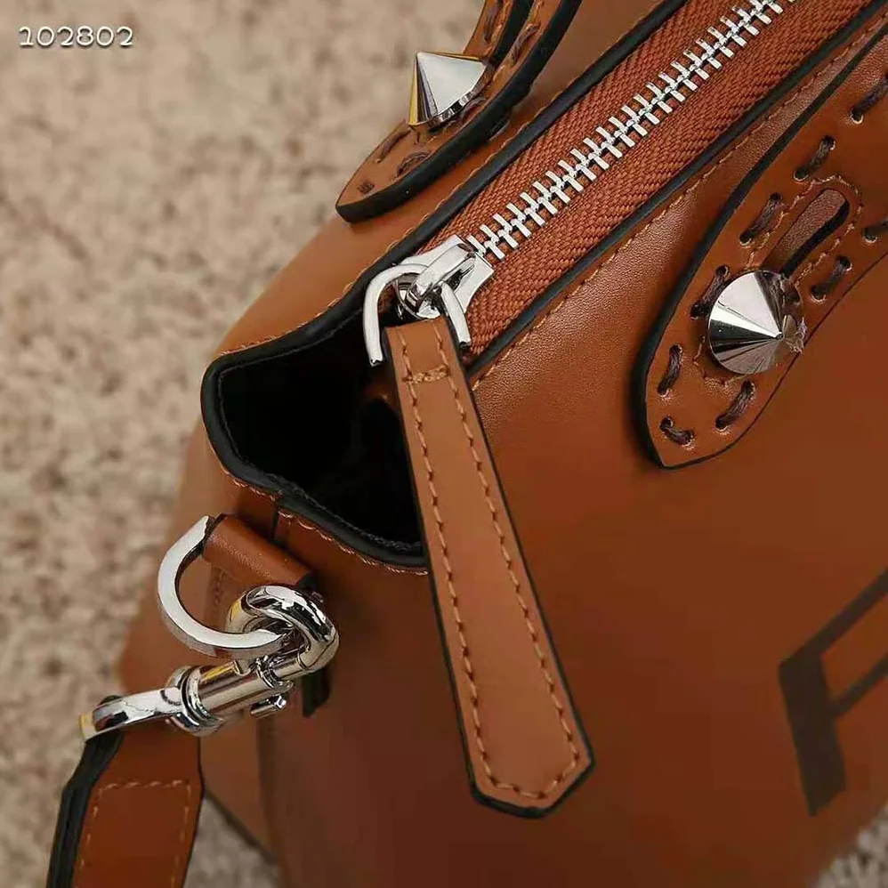 Fendi Medium by the way Brown Leather Boston Bag for Women