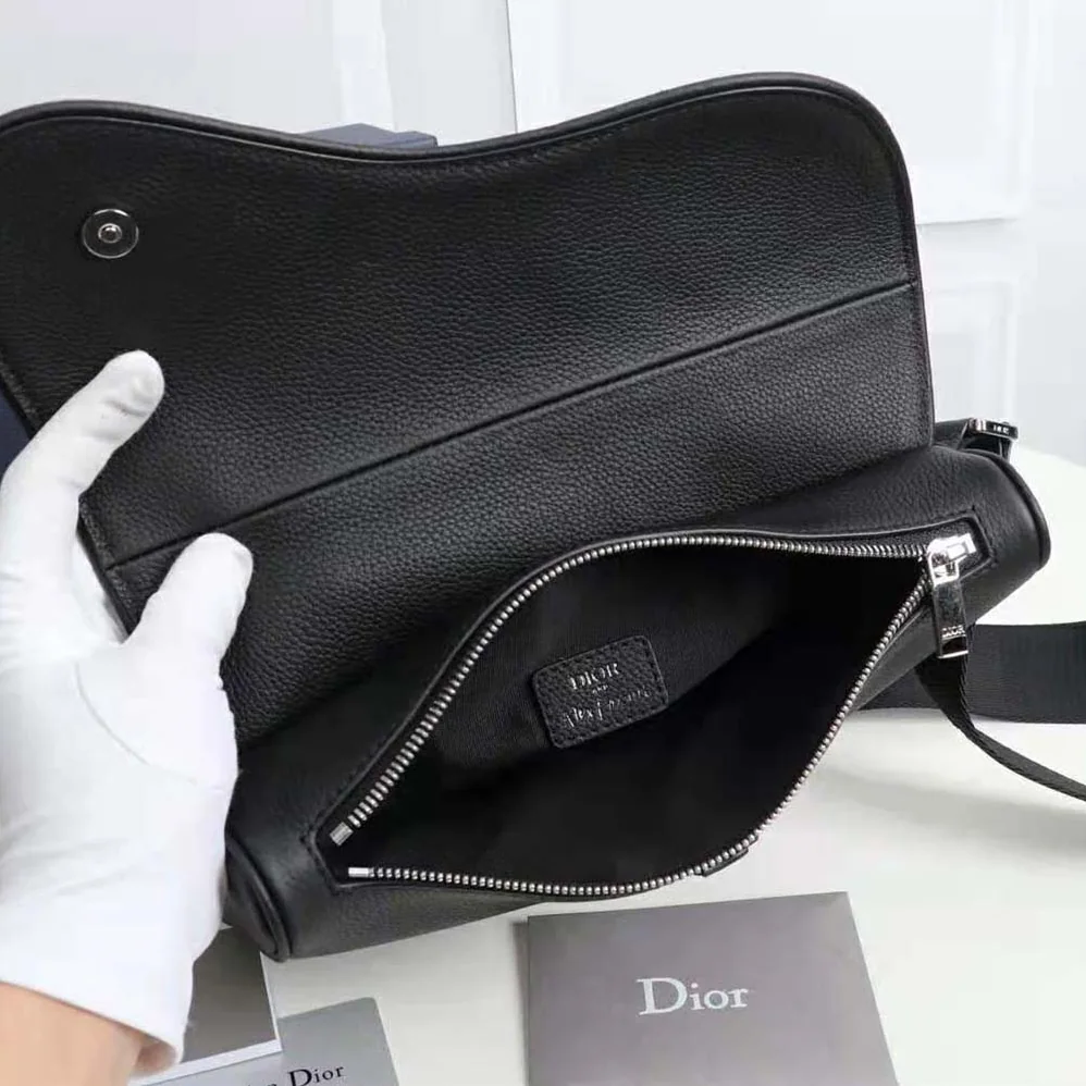 Dior Saddle Bag Black Grained Calfskin for Men