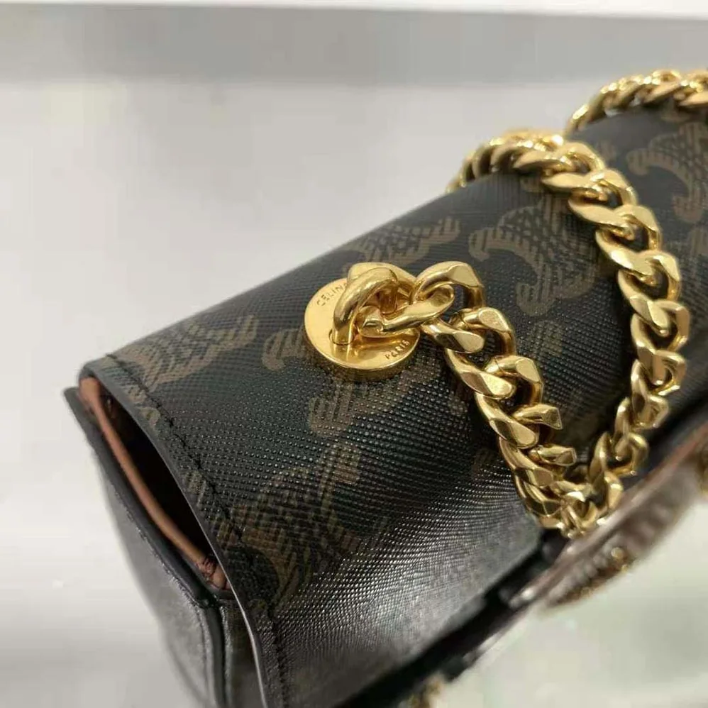 Celine Chain Shoulder Bag Cuir Triomphe in Triomphe Canvas and Calfskin for Women