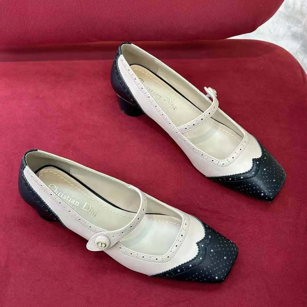 Dior Spectadior Ballet Pump Black and White Perforated Calfskin for Women Dior Spectadior Ballet Pump Black and White Perforated Calfskin for Women