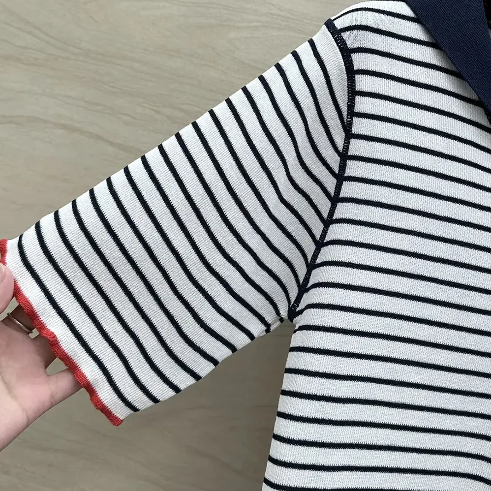 Dior Dioriviera Sweater White and Navy Blue Linen, Cashmere and Silk Ribbed Knit for Women Dior Dioriviera Sweater White and Navy Blue Linen, Cashmere and Silk Ribbed Knit for Women