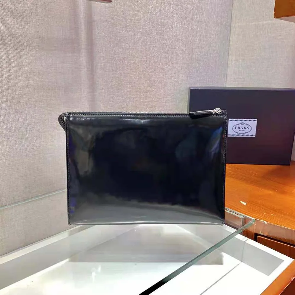 Prada Brushed Leather Pouch for Men in Black Prada Brushed Leather Pouch for Men in Black