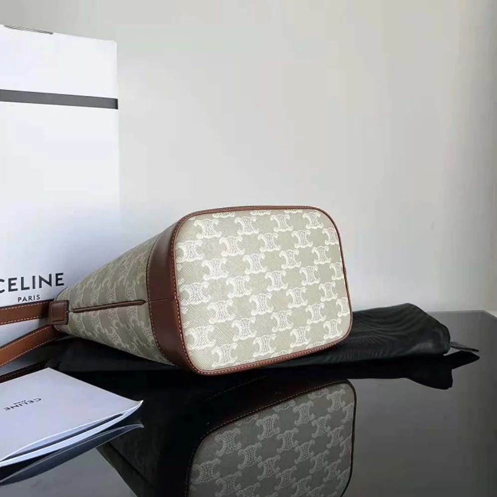 Celine Small Bucket Cuir Triomphe in Triomphe Canvas and Calfskin for Women