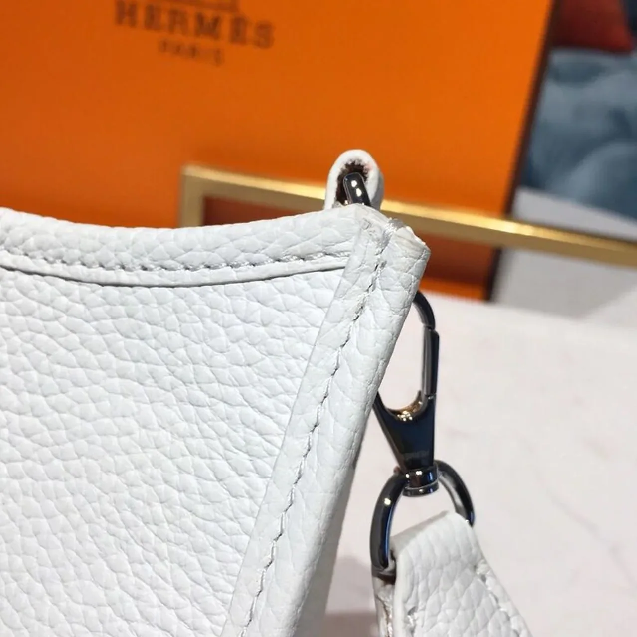 Hermes Evelyne II TPM Bag White Silver Toned Hardware /
