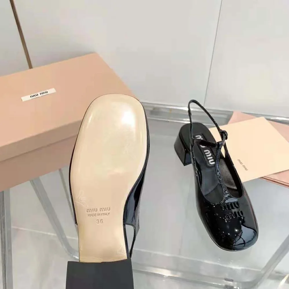 Miu Miu Patent Leather Slingback Pumps for Women in Black