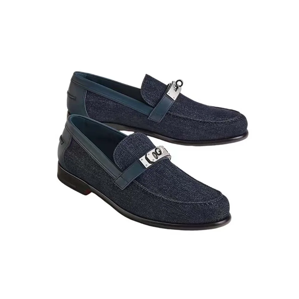 Hermes Destin Loafer in Denim and Calfskin for Men Hermes Destin Loafer in Denim and Calfskin for Men