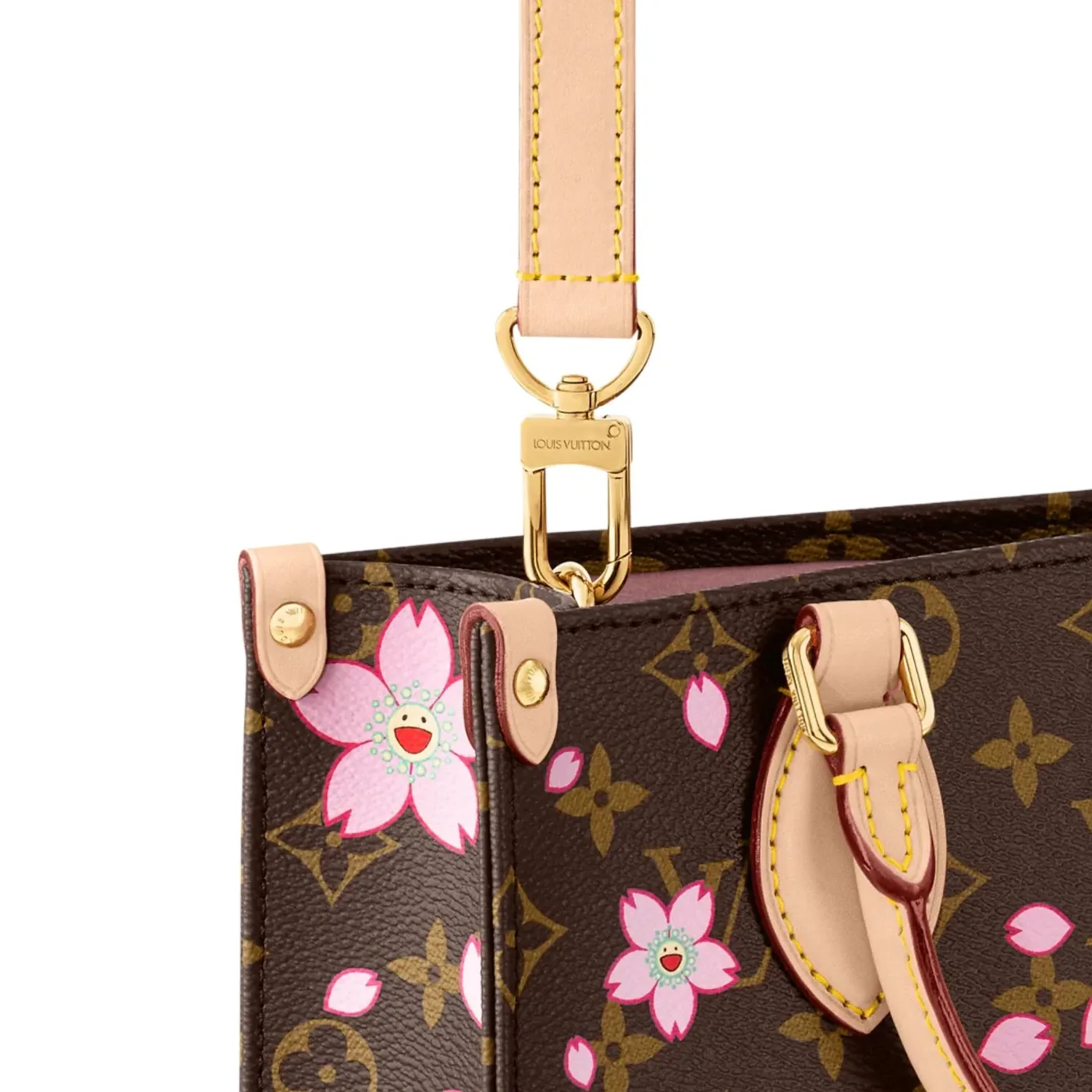 Louis Vuitton LV x Murakami OnTheGo PM Tote Bag in Sakura Brown Gold Hardware Louis Vuitton LV x Murakami OnTheGo PM Tote Bag in Sakura Brown Gold Hardware