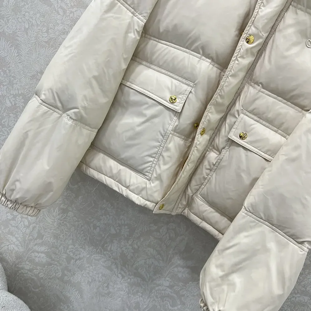 Celine Puffer Jacket In Light Nylon for Women in Beige Celine Puffer Jacket In Light Nylon for Women in Beige