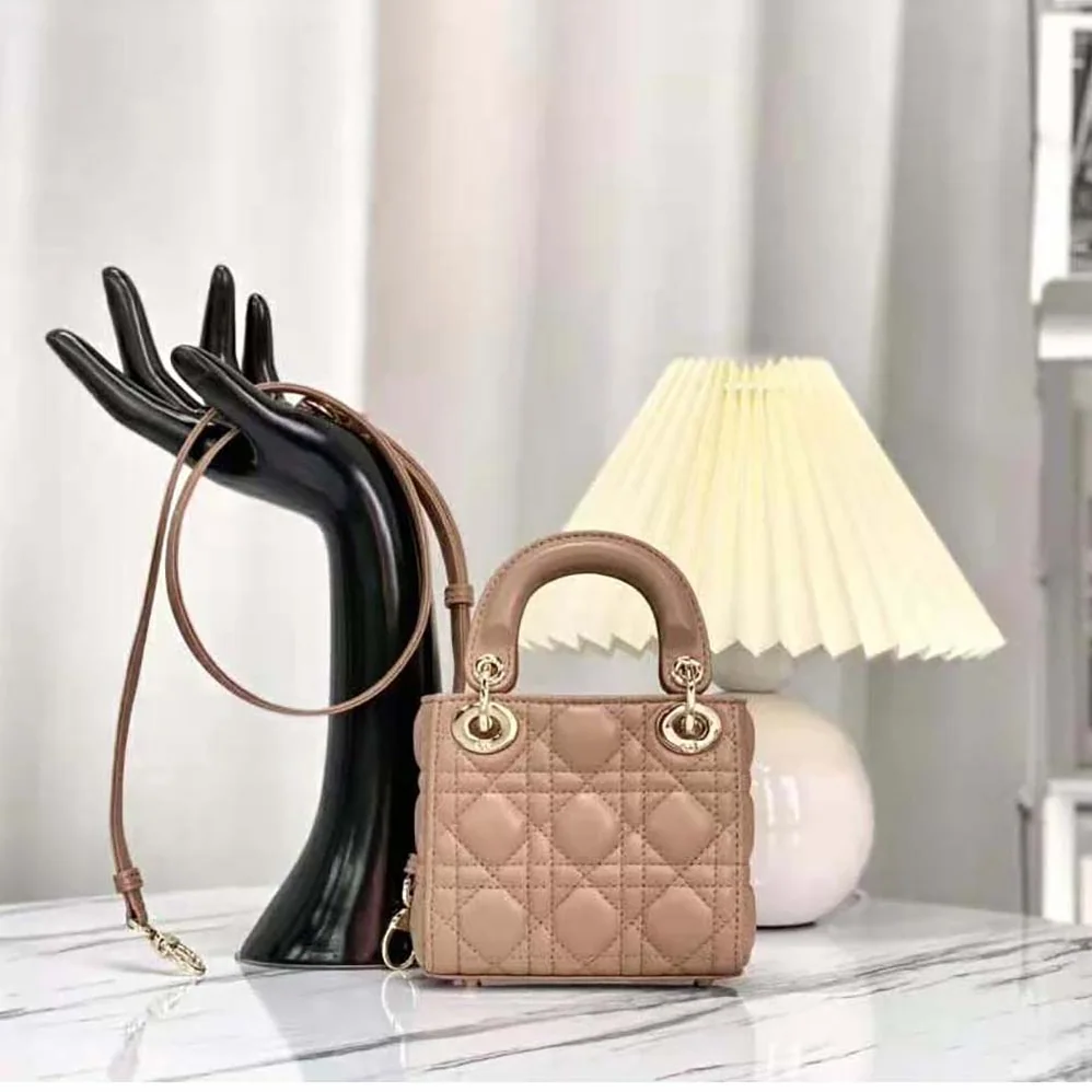 Dior Micro Lady Dior Bag Rose Des Vents Cannage Lambskin for Women