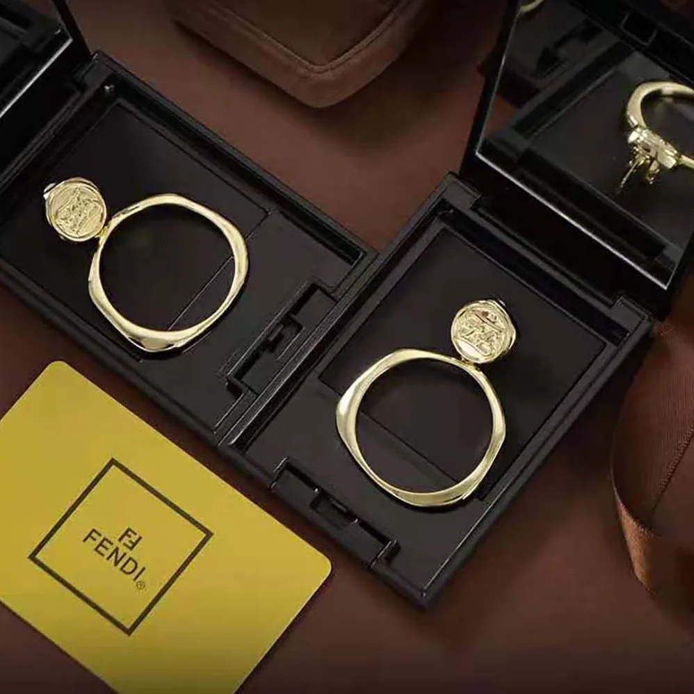 Fendi Hoop Earrings with FF Karligraphy Signet Closure for Women Fendi Hoop Earrings with FF Karligraphy Signet Closure for Women