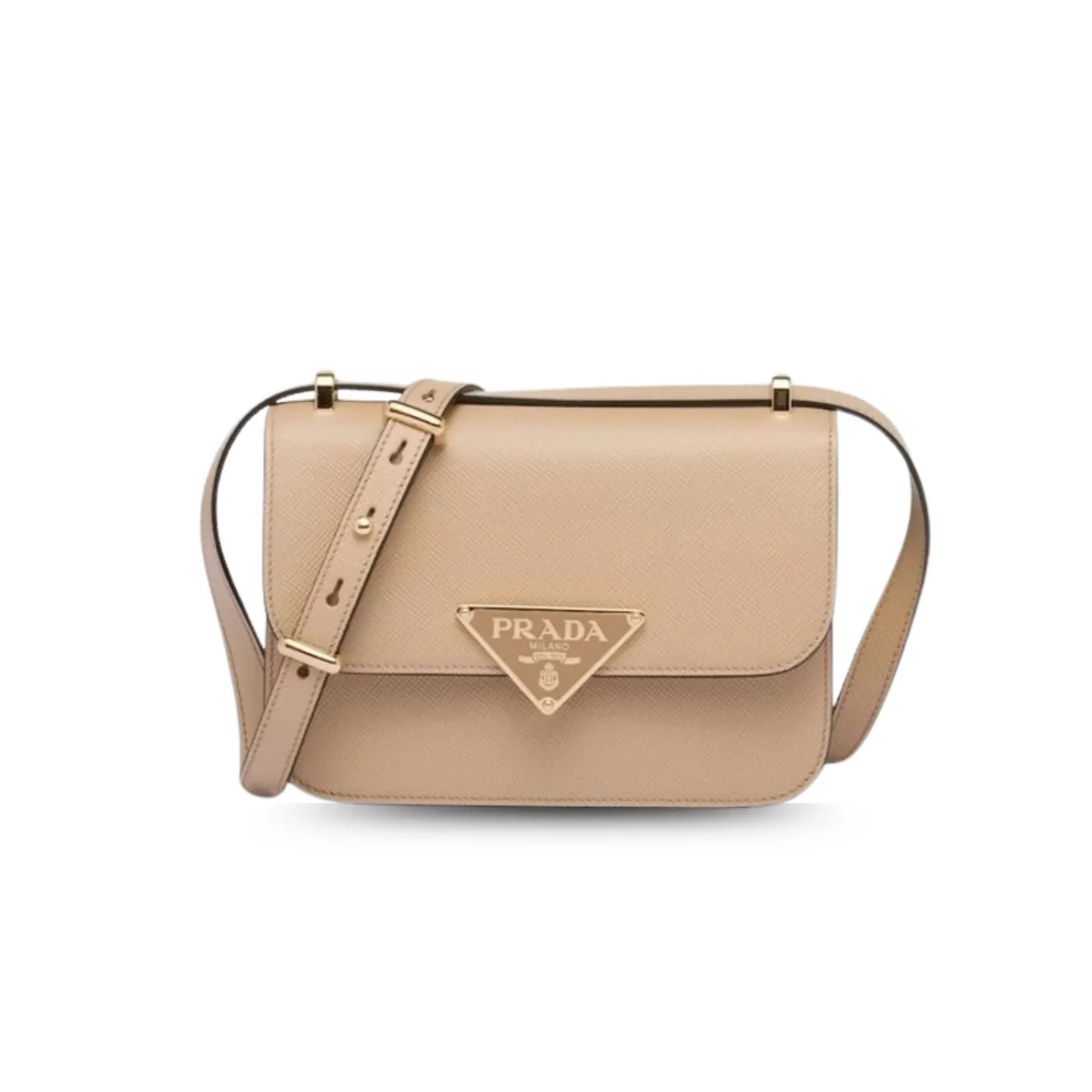 Prada Embleme Shoulder Bag / Beige Saffiano Gold Hardware 1BD320_2A4A_F0036_V_UTO Prada Embleme Shoulder Bag / Beige Saffiano Gold Hardware 1BD320_2A4A_F0036_V_UTO