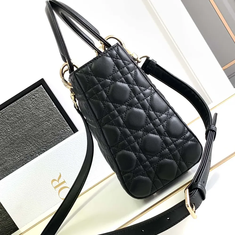 Dior Medium Lady Dior Bag Black Cannage Lambskin for Women