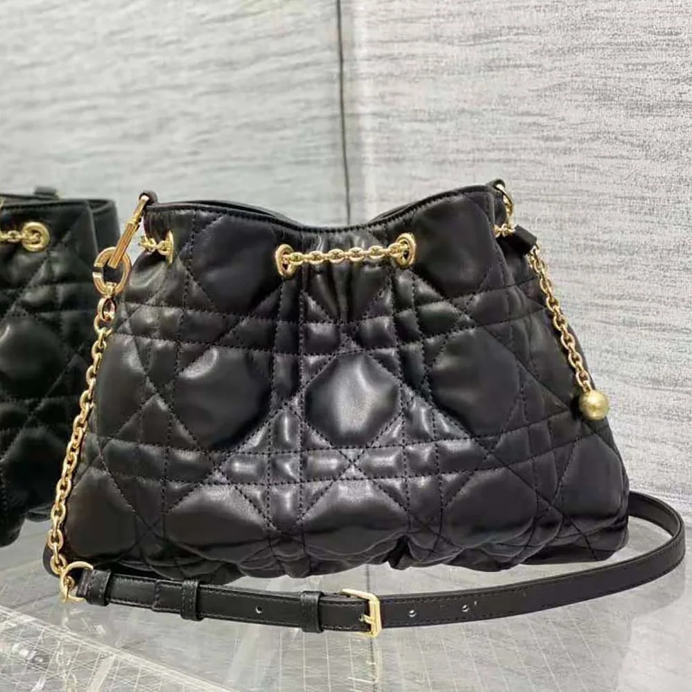 Dior Medium Dior Ammi Bag Black Supple Macrocannage Lambskin for Women
